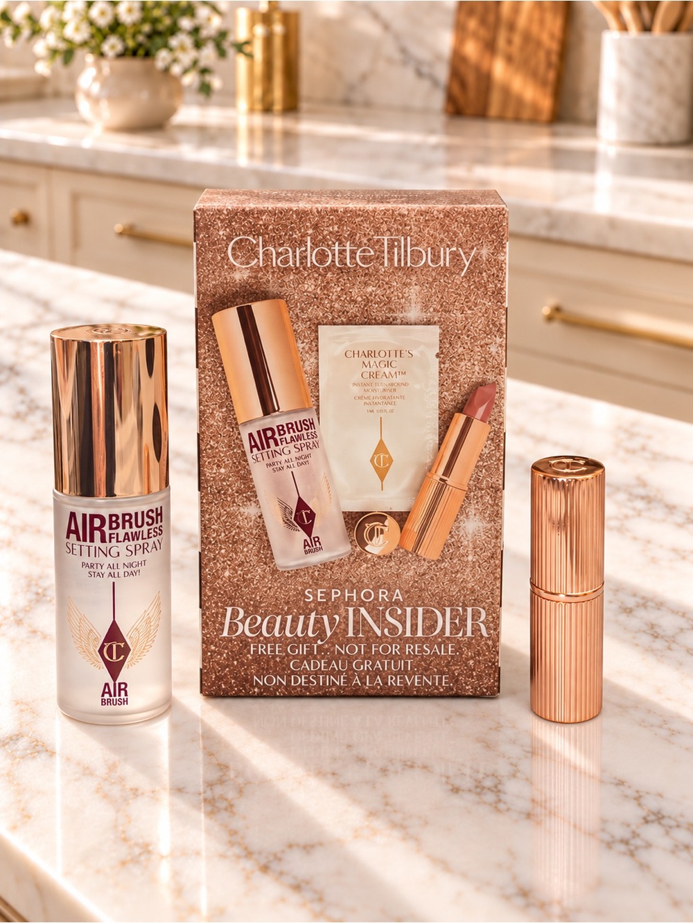 Charlotte Tilbury Airbrush Setting Spray & Lipstick Mini Set - Rose Gold